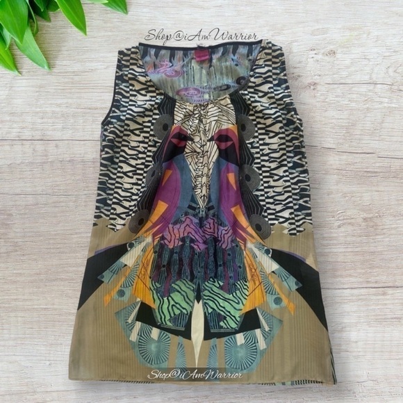 Save the Queen NWT rare mirrored bird silk sleeveless tunic *shop@iamwarior - Picture 6 of 11